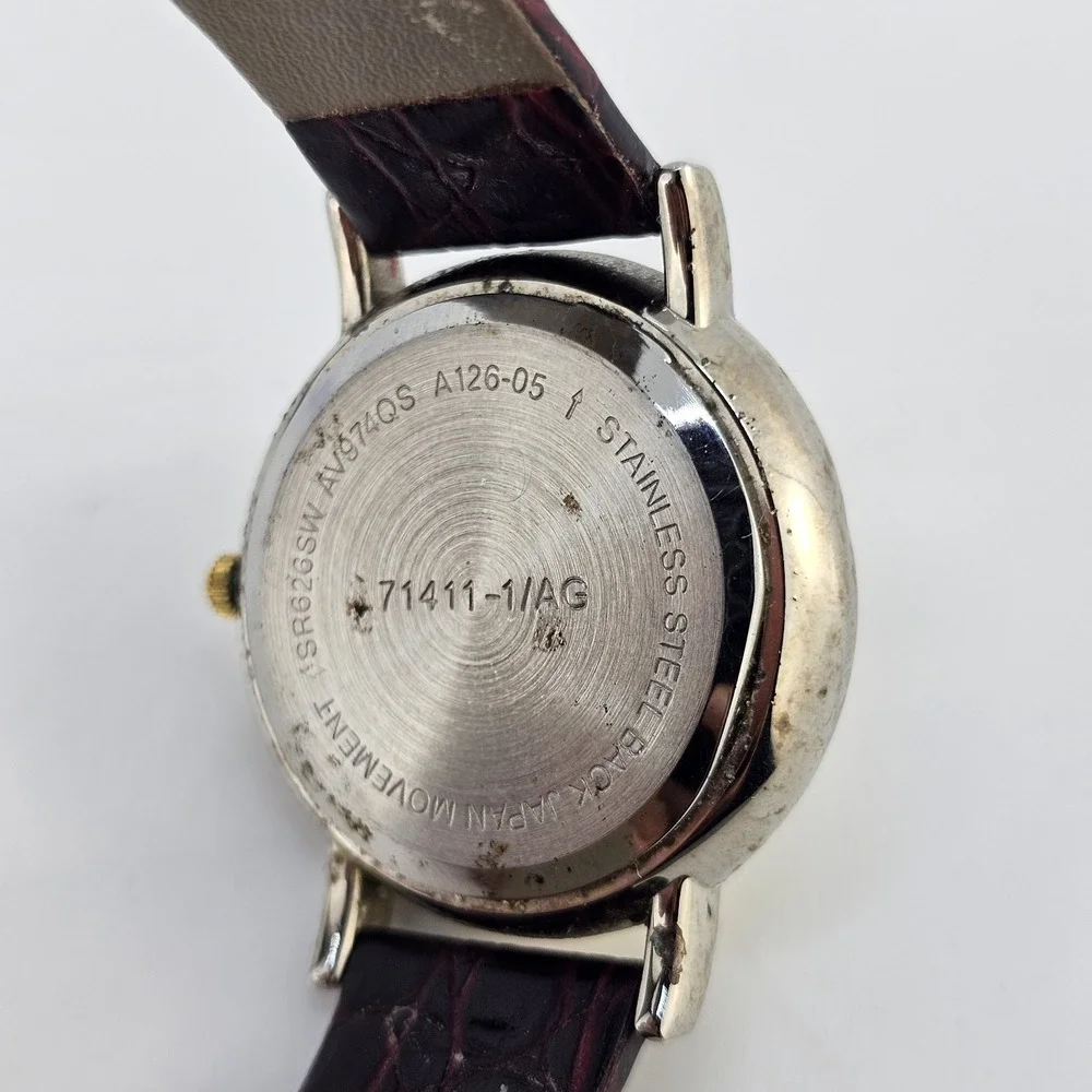 34MM‎ Women's Analog Watch White Dial Brown Leather Bands NEW Battery